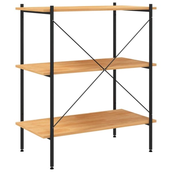 vidaXL reol med 3 hylder 80x40x92 cm sort og egetræ
