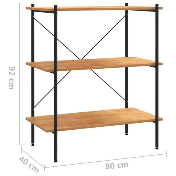vidaXL reol med 3 hylder 80x40x92 cm sort og egetræ