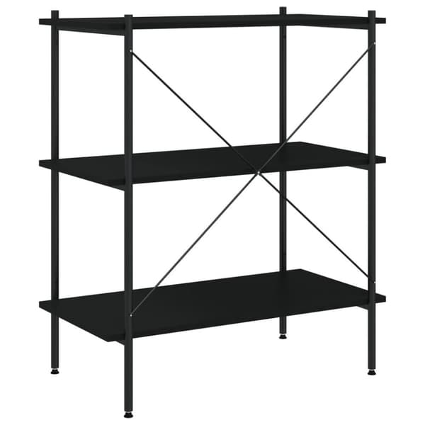 vidaXL 3-etasjers hylleenhet svart 80x40x92 cm