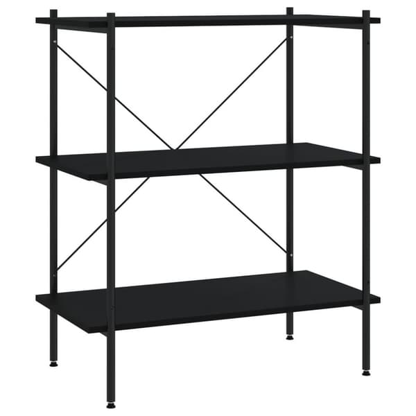 vidaXL 3-etasjers hylleenhet svart 80x40x92 cm