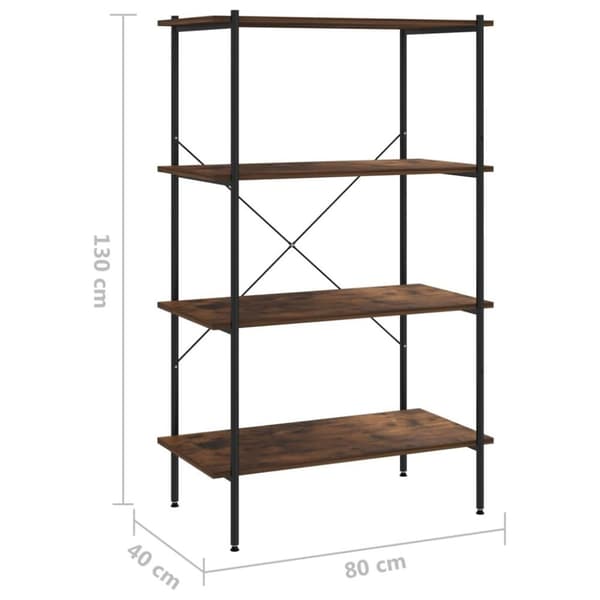 vidaXL Hylle med 4 etasjer svart og naturell 80x40x130 cm