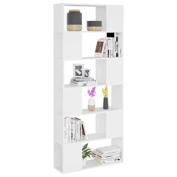 vidaXL Bokhylla/rumsavdelare vit 80x24x186 cm spånskiva