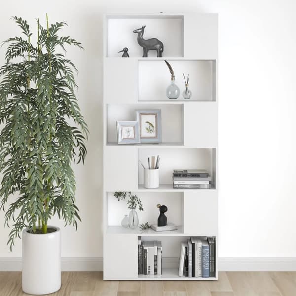 vidaXL Bokhylla/rumsavdelare vit 80x24x186 cm spånskiva