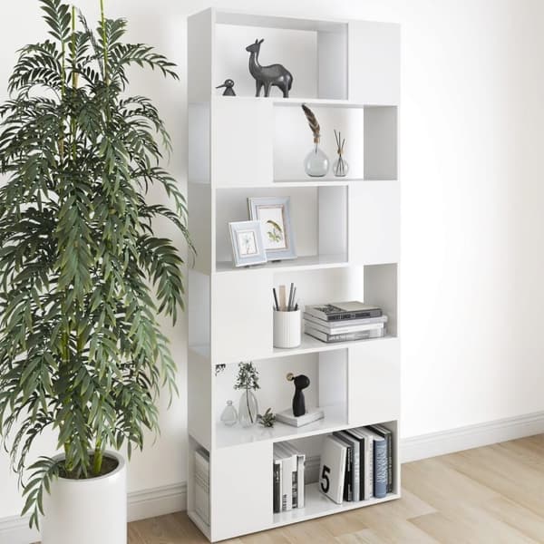 vidaXL Bokhylla/rumsavdelare vit 80x24x186 cm spånskiva