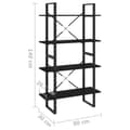Miniatyrbillede 7 af 10: vidaXL bogreol med 4 hylder 80x30x140 cm spånplade sort