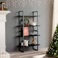 Miniatyrbillede 9 af 10: vidaXL bogreol med 4 hylder 80x30x140 cm spånplade sort