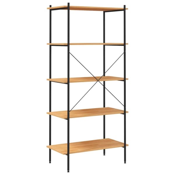 vidaXL Hyllenhet med 5 hyllplan svart och ek 80x40x163 cm