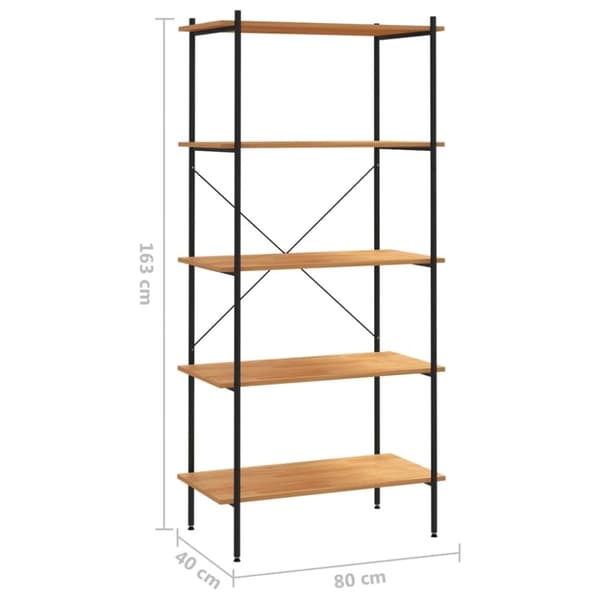 vidaXL Hyllenhet med 5 hyllplan svart och ek 80x40x163 cm