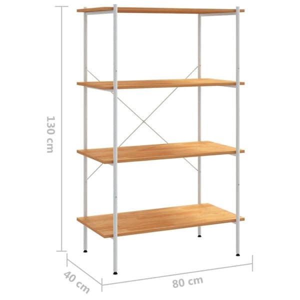 vidaXL Hyllenhet med 4 hyllplan vit och ek 80x40x130 cm