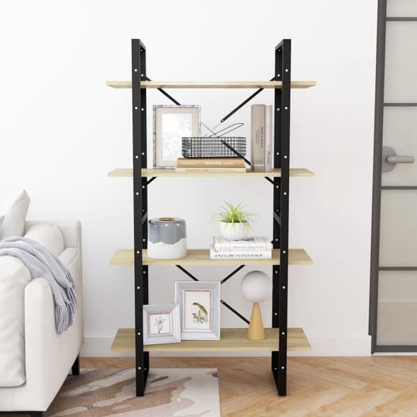vidaXL bogreol med 4 hylder 80x30x140 cm spånplade sonoma-eg