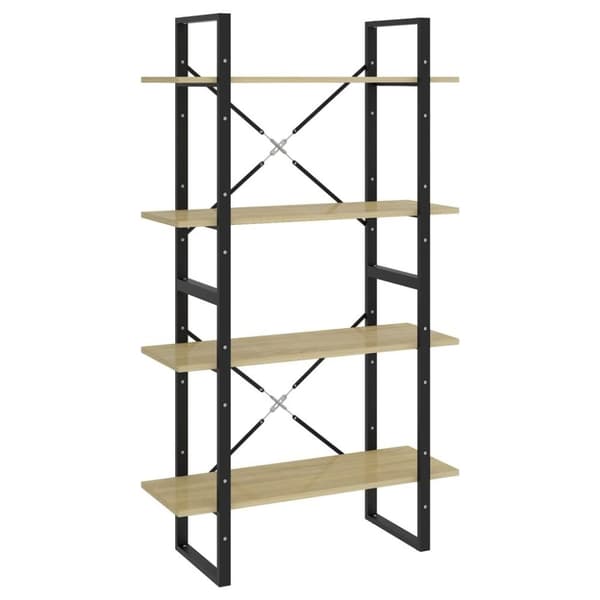 vidaXL bogreol med 4 hylder 80x30x140 cm spånplade sonoma-eg
