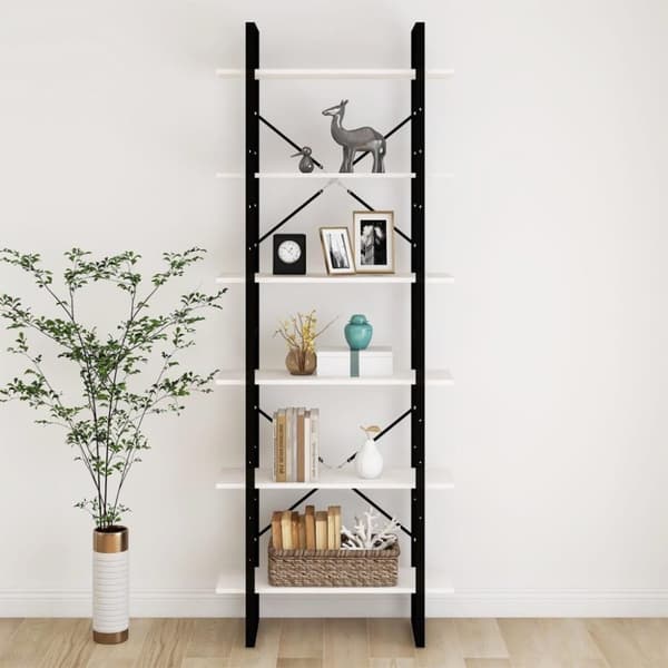 vidaXL Hög bokhylla vit 80x30x210 cm massiv furu