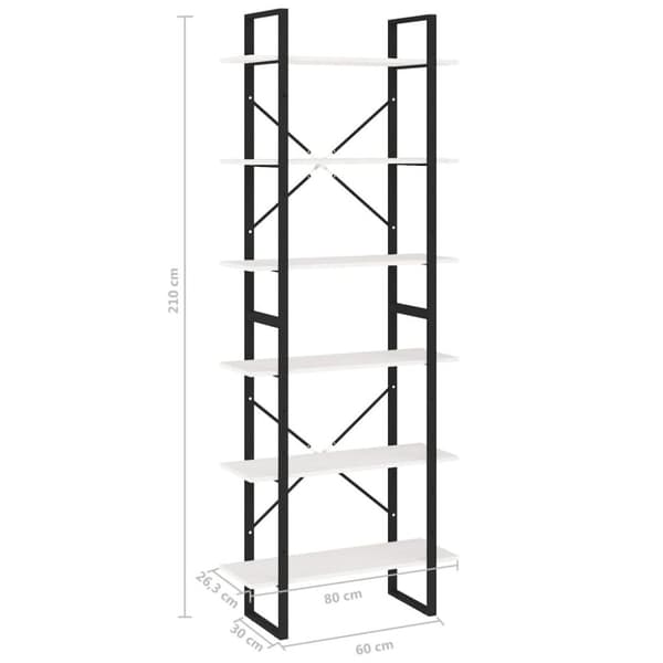 vidaXL Hög bokhylla vit 80x30x210 cm massiv furu