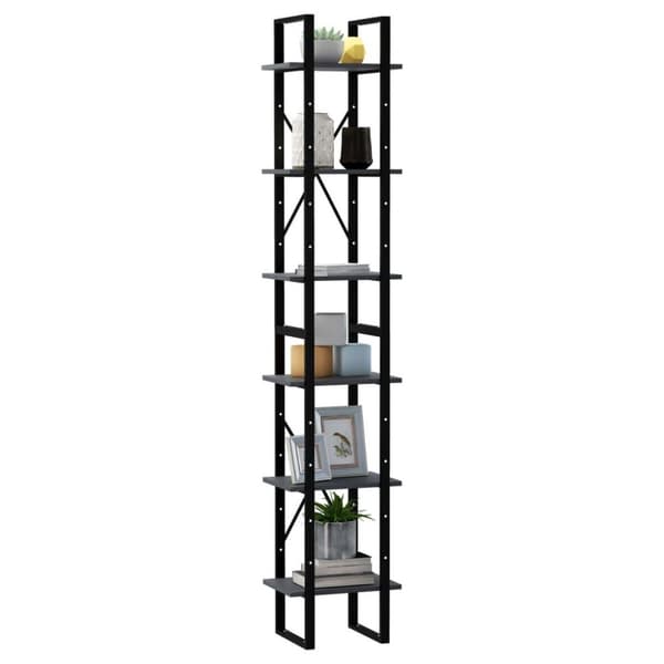 vidaXL Hög bokhylla grå 40x30x210 cm massiv furu