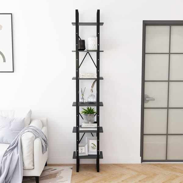 vidaXL Hög bokhylla grå 40x30x210 cm massiv furu