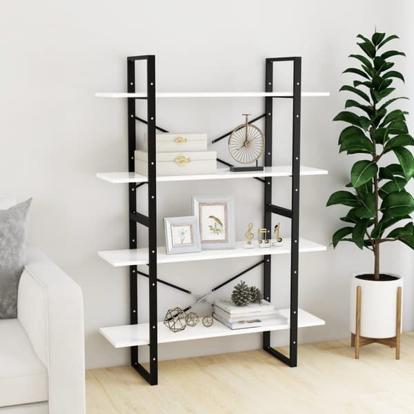 vidaXL bogreol med 4 hylder 100x30x140 cm spånplade hvid