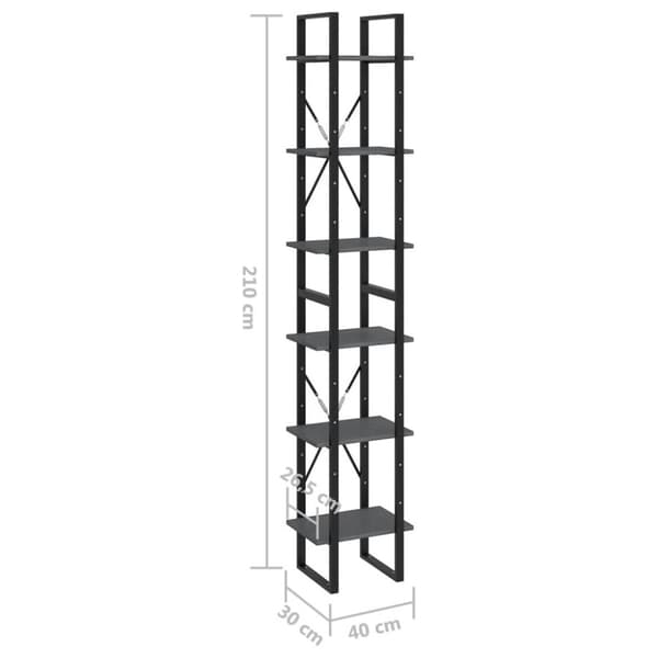 vidaXL reol 40x30x210 cm massivt fyrretræ grå