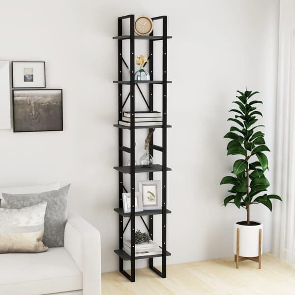 vidaXL reol 40x30x210 cm massivt fyrretræ grå