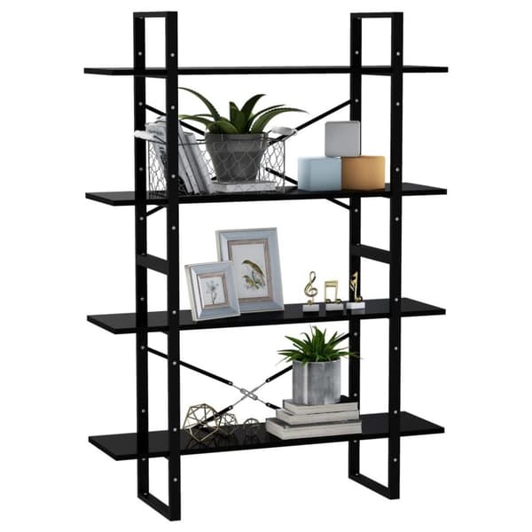 vidaXL bogreol med 4 hylder 100x30x140 cm spånplade sort