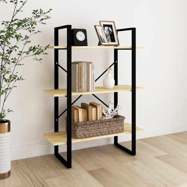 vidaXL bogreol 80x30x105 cm 3 hylder massivt fyrretræ
