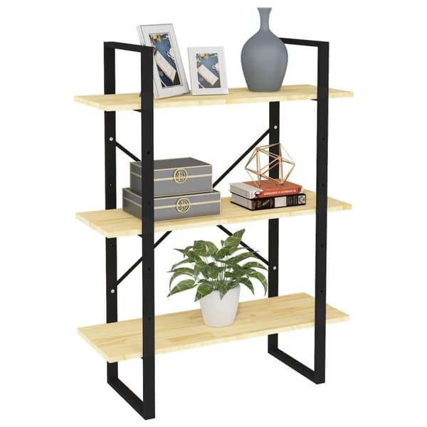 vidaXL bogreol 80x30x105 cm 3 hylder massivt fyrretræ