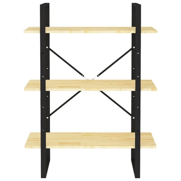 vidaXL bogreol 80x30x105 cm 3 hylder massivt fyrretræ