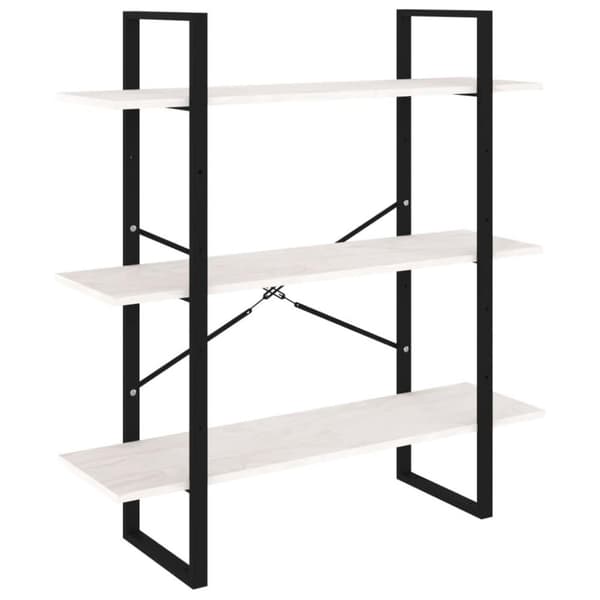 vidaXL Bokhylle 3 nivåer hvit 100x30x105 cm heltre furu