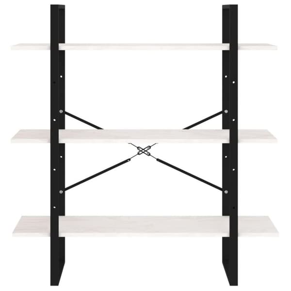 vidaXL bogreol med 3 hylder 100x30x105 cm massivt fyrretræ hvid