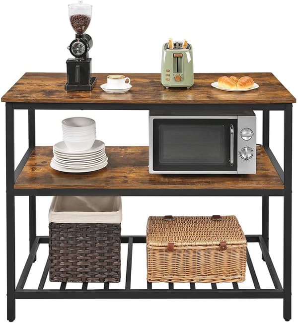 Köksö 120 x 60 x 90 Industriellstil - Vintage brun-svart bänkskiva