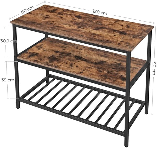 Köksö 120 x 60 x 90 Industriellstil - Vintage brun-svart bänkskiva