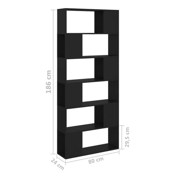 vidaXL bogreol/rumdeler 80x24x186 cm spånplade sort