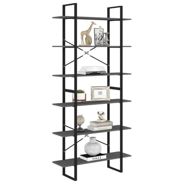 vidaXL reol 100x30x210 cm massivt fyrretræ grå