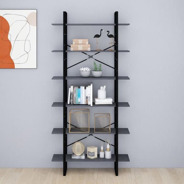 vidaXL reol 100x30x210 cm massivt fyrretræ grå