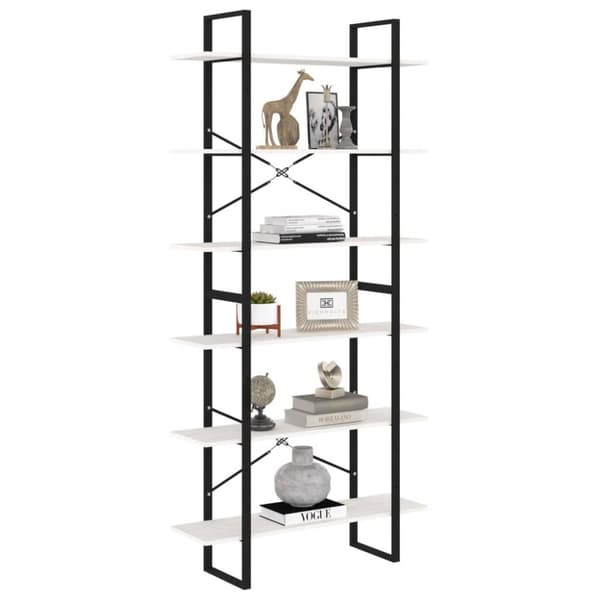 vidaXL Hög bokhylla vit 100x30x210 cm massiv furu