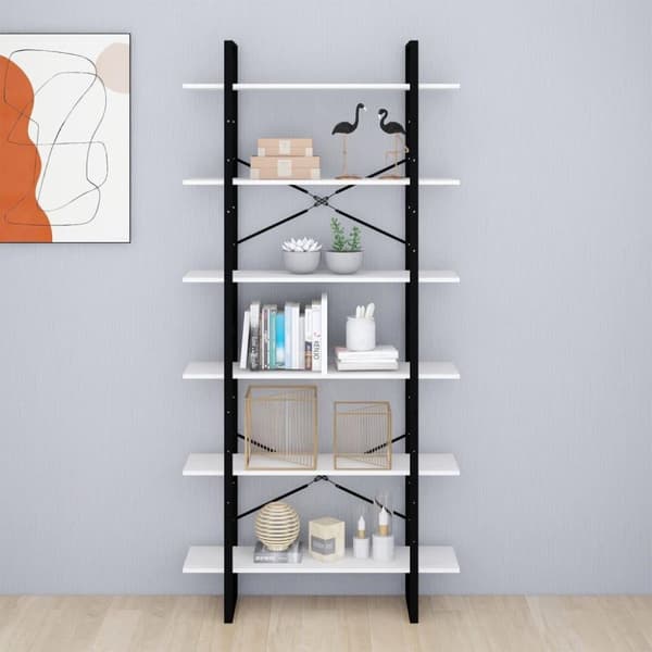 vidaXL Hög bokhylla vit 100x30x210 cm massiv furu