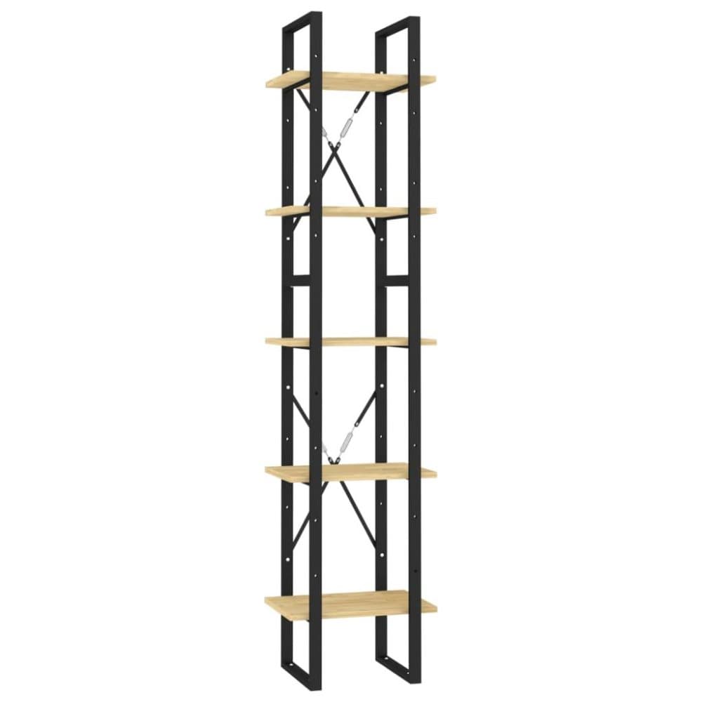 vidaXL Bokhylla 5 hyllplan grå 40x30x175 cm furu