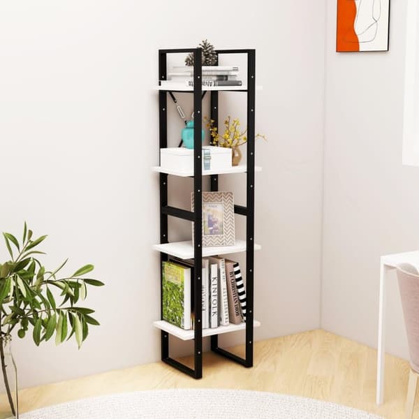 vidaXL bogreol med 4 hylder 40x30x140 cm massivt fyrretræ hvid