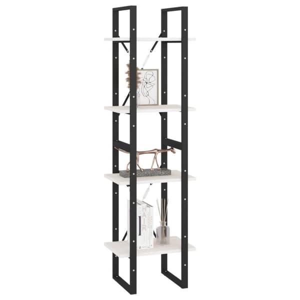 vidaXL bogreol med 4 hylder 40x30x140 cm massivt fyrretræ hvid
