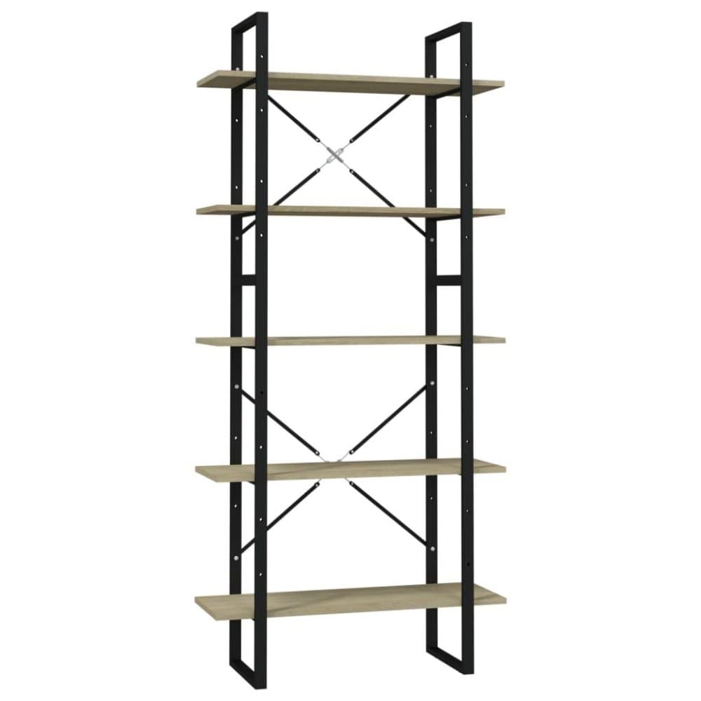 vidaXL Bokhylla 5 hyllplan sonoma-ek 80x30x175 cm spånskiva