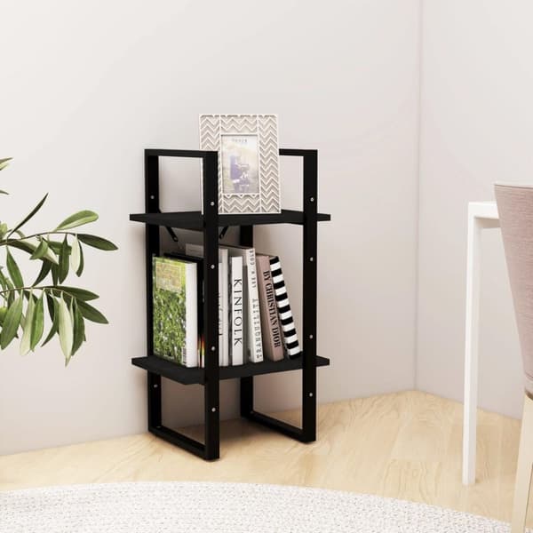 vidaXL bogreol med 2 hylder 40x30x70 cm massivt fyrretræ sort