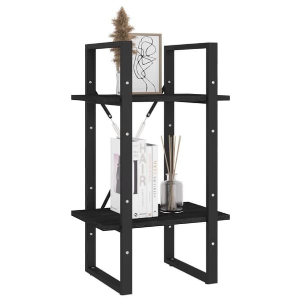 vidaXL bogreol med 2 hylder 40x30x70 cm massivt fyrretræ sort
