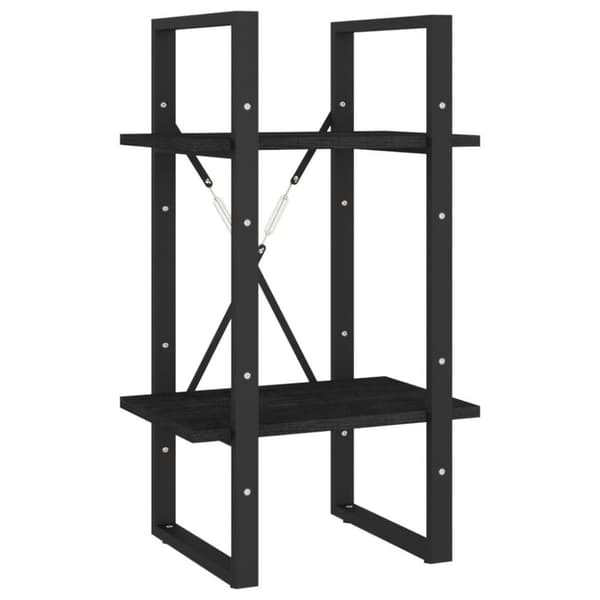 vidaXL bogreol med 2 hylder 40x30x70 cm massivt fyrretræ sort