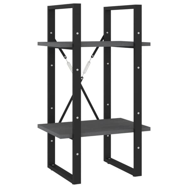 vidaXL bogreol med 2 hylder 40x30x70 cm massivt fyrretræ grå