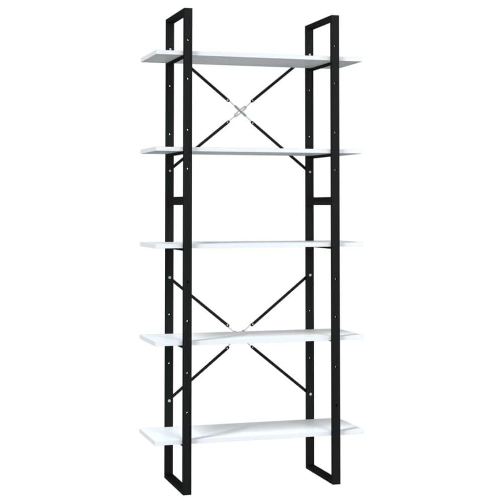 vidaXL Bokhylla 5 hyllor vit 80x30x175 cm spånskiva