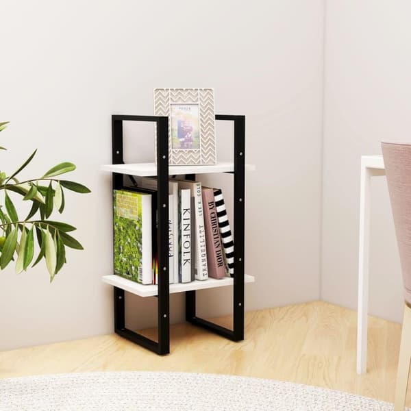 vidaXL Bokhylla 2 hyllplan vit 40x30x70 cm massiv furu