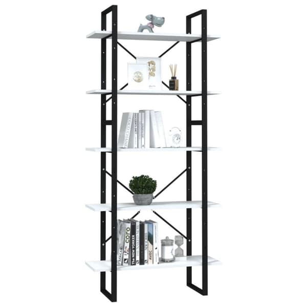 vidaXL bogreol med 5 hylder 80x30x175 cm konstrueret træ hvid
