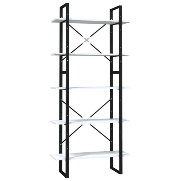 vidaXL bogreol med 5 hylder 80x30x175 cm konstrueret træ hvid