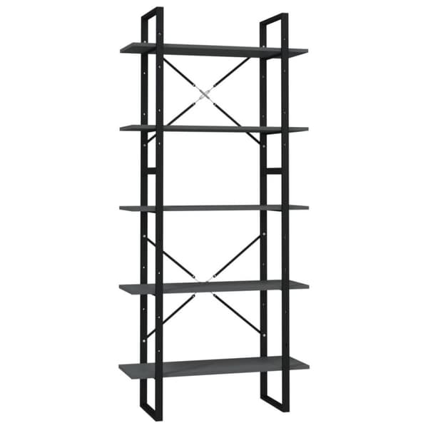vidaXL bogreol med 5 hylder 80x30x175 cm konstrueret træ grå