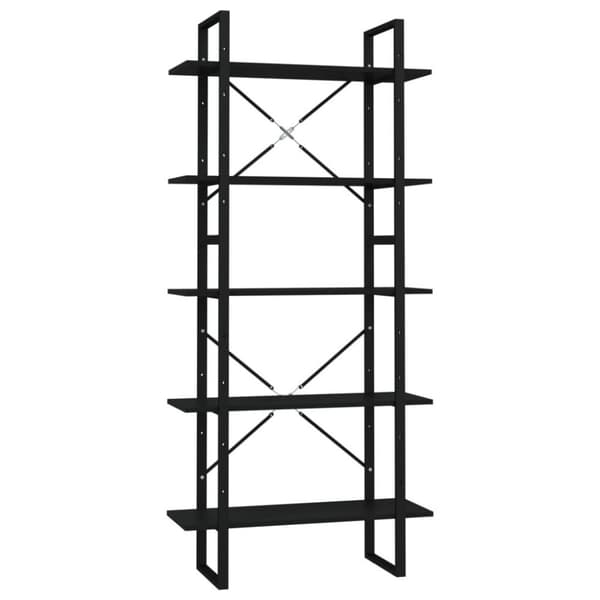 vidaXL bogreol med 5 hylder 80x30x175 cm konstrueret træ sort