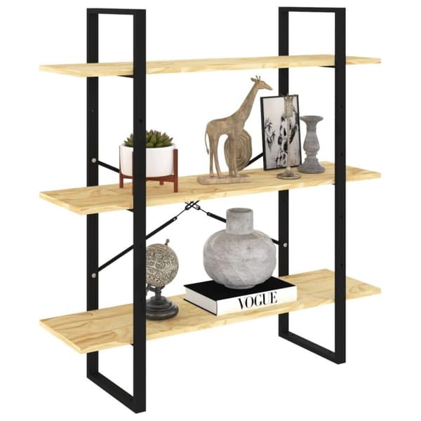 vidaXL Bokhylla 3 hyllplan 100x30x105 cm massiv furu